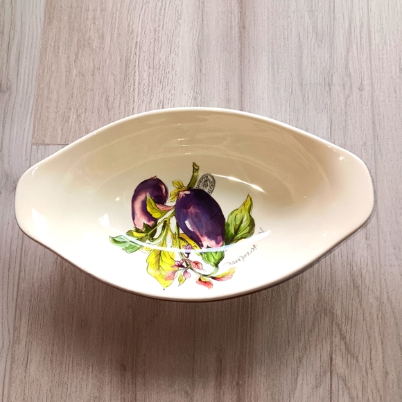 Effetti Home Oval Serving Dish Made it Italy Vegetable Picture 12" Ivory Purple - Picture 7 of 7